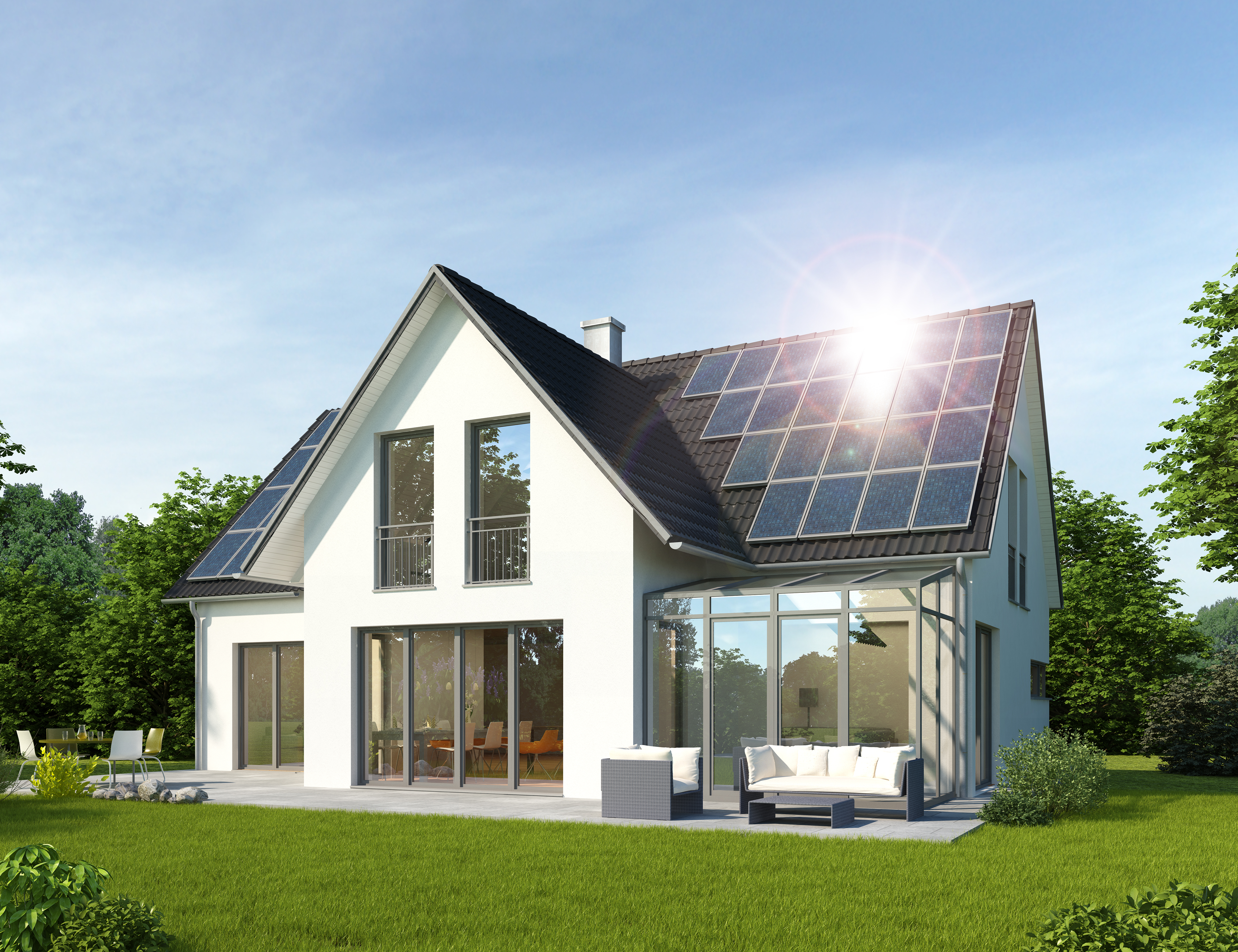Haus mit Photovoltaik-Anlage